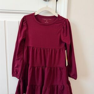 Copper Key Deep Red Long Sleeve Dress